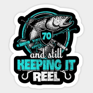 70Th Birthday Keeping Reel Funny Fisher Born 1949 Sticker